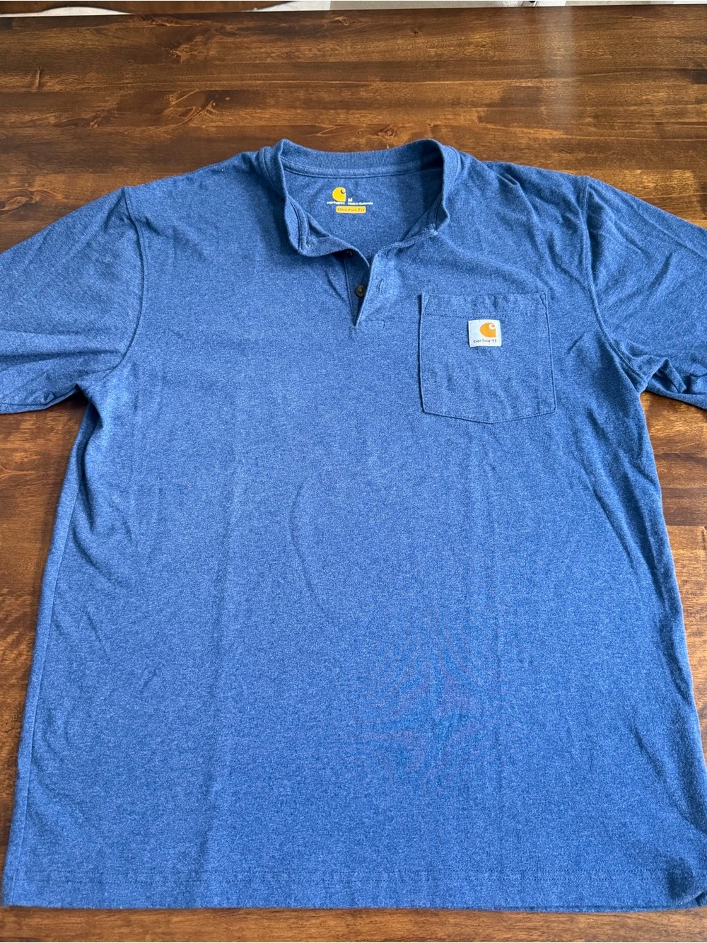 Carhartt Men's Blue Pocket Tee with Buttons
